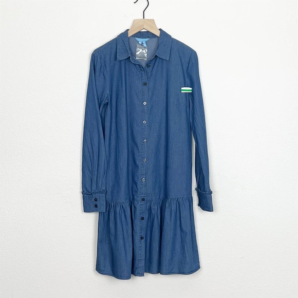 NWT Draper James Chambray Button Down Flounce Hem Shirt Dress 2 - Picture 9 of 9